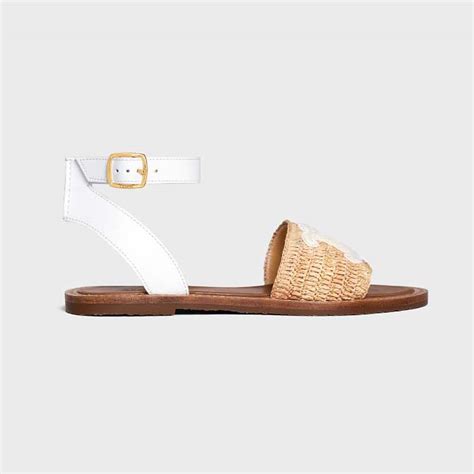 celine white leather sandals